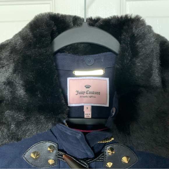 Juicy Couture Studded Dark Blue Down Jacket/Coat Y2K Edgy Elegant Luxury - Picture 6 of 14